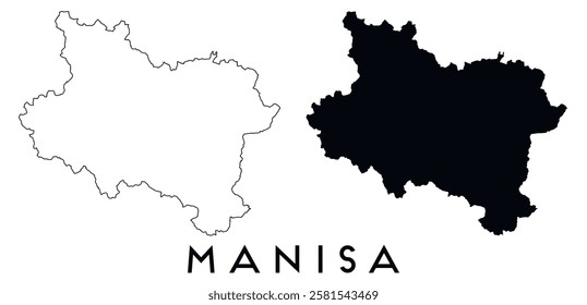 Manisa Turkey map outline and black silhouette vector