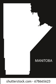 Manitoba Canada map black inverted silhouette illustration shape