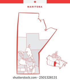 Manitoba en Canadá, América del Norte - Mapa