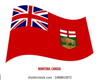 Manitoba Flag Waving Vector Illustration on White Background. Provinces Flag of Canada. Correct Size, Proportion and Colors.