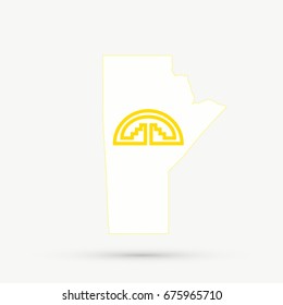 Manitoba map in Andean Community flag colors, editable vector.