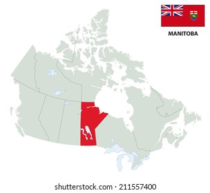 Manitoba Map With Flag