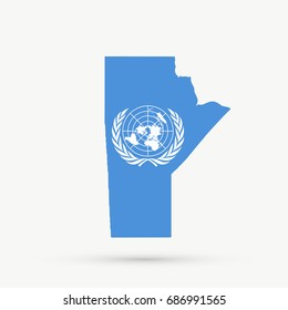 Manitoba map in United Nations flag colors, editable vector.