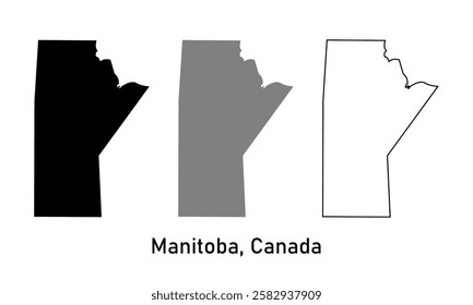 manitoba province, Canada map illustration isolated on background. map in black, gray, and outlines	