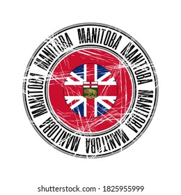 Manitoba province, Canada. Vector postal rubber stamp over white background