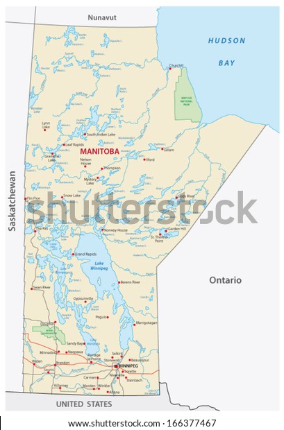 Manitoba Province Map Stock Vector Royalty Free 166377467