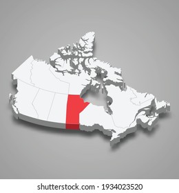 Manitoba region location within Canada 3d isometric map