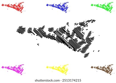 Manitoulin District (Canada, Ontario Province, North America) map vector illustration, scribble sketch Manitoulin map