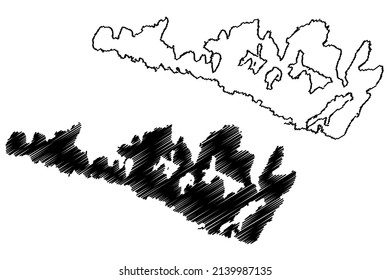 Manitoulin Island (Canada, Ontario Province, North America, Lake Huron) Map Vector Illustration, Scribble Sketch Manitoulin Map