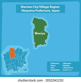 Maniwa City Village Region OkayamaPrefecture Map, Japan