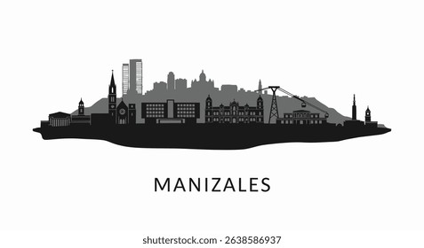 Manizales Skyline Silhouette with Colombia, and Cityscape.