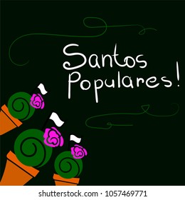 manjerico festive greeting card, stylized Portuguese holiday. Santos populares. vector illustration