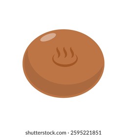 Manju Japanese Traditional Steamed Bun Flat Illustration. Clean Icon Design Element on Isolated White Background