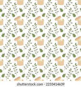 Patrón manju3. Patrón sin foco con manju recién cocinados. Dibujo vectorial de dibujos animados de color Doodle.