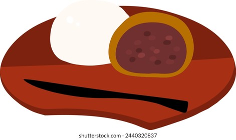 Manju (gedämpfte Bohnen Marmeladenbrötchen) farbige flache Illustration. Vektor-Symbol.