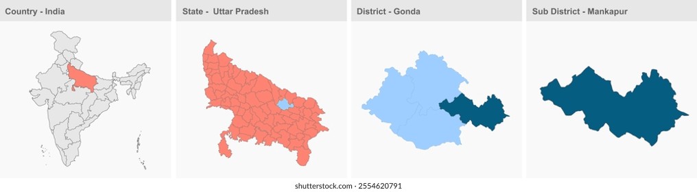 Mankapur map, Gonda District, Uttar Pradesh State, Republic of India, Government of  Uttar Pradesh, Indian territory, Eastern India, politics, village, tourism