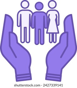 Mankind Colored Icon. Vector Icon of Group of People in Human Hands