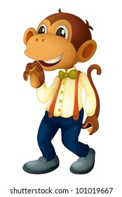 Man-like monkey on a white background