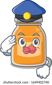 A manly apple jam Cartoon concept working as a Police officer