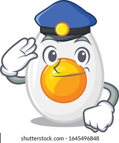 A manly boiled egg Cartoon concept working as a Police officer