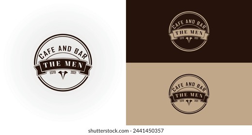 The Manly Cafe Logo applied for the cafe bar and restaurant logo design inspiration in deep brown color isolated on multiple background colors. The logo is suitable for cafe and bar logo design icon