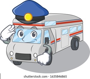 A manly campervan Cartoon concept working as a Police officer