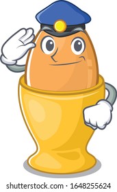 A manly egg cup Cartoon concept working as a Police officer