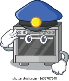 A manly kitchen stove Cartoon concept working as a Police officer