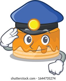 A manly orange cake Cartoon concept working as a Police officer