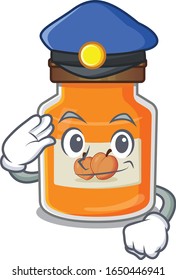A manly peach jam Cartoon concept working as a Police officer