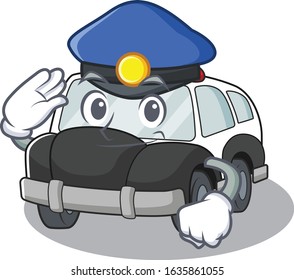A manly police car Cartoon concept working as a Police officer