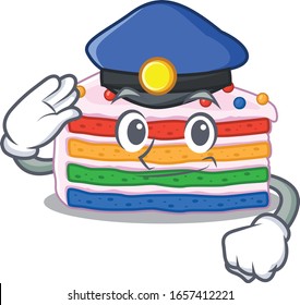 A manly rainbow cake Cartoon concept working as a Police officer