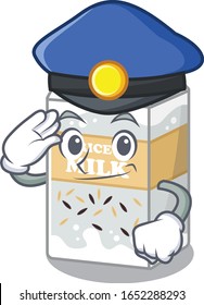 A manly rice milk Cartoon concept working as a Police officer