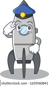 A manly rocket Cartoon concept working as a Police officer