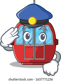 A manly ropeway Cartoon concept working as a Police officer