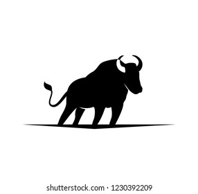 manly standing bull vector logo design inspiration or illustration template