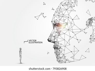 Man-machine interaction concept, vector illustration.