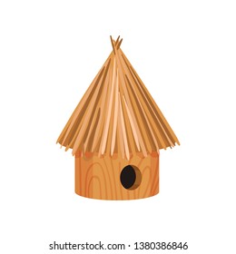 Man-made wooden hive. Vector illustration on white background.