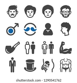 man,male icon set,vector and illustration 