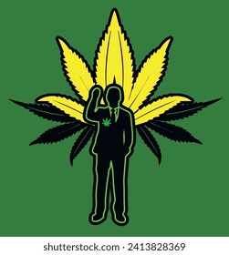 Mann, der Cannabis-Vektorbild liebt. Vektor-Mann und Cannabis.