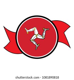 Mann flag in glossy round button of icon. flag logo of Mann emblem isolated on white background, Mann national concept sign, Vector illustration.