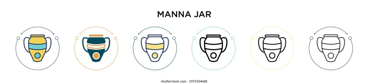 Manna jar icon in filled, thin line, outline and stroke style. Vector illustration of two colored and black manna jar vector icons designs can be used for mobile, ui, web