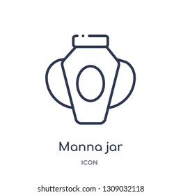 manna jar icon from religion outline collection. Thin line manna jar icon isolated on white background.