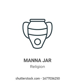 Manna jar outline vector icon. Thin line black manna jar icon, flat vector simple element illustration from editable religion concept isolated stroke on white background