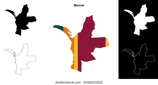 Mannar district outline map set