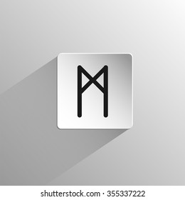 Mannaz Celtic alphabet icons with long shadow. Ancient Old Norse rune on a light background isolated vector illustration. Divination, mysticism, culture. Collection of runes, symbols and signs.