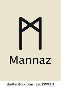 Mannaz Rune alphabet, Futhark. Writing ancient Germans. Vector Mystical symbols. 
Esoteric, occult, magic illustration for Divination, Tattoos.
