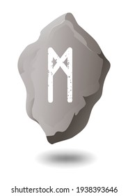 MANNAZ STONE RUNE ON A WHITE BACKGROUND IN VECTOR