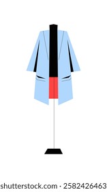 Mannequin With Blue Coat And Red Skirt In Flat Vector Illustration Symbolizing Fashion Design, Clothing Display, And Boutique Apparel, Isolated On White Background