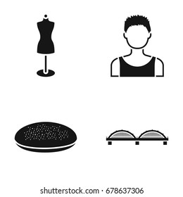 Mannequin, boy and other web icon in black style. bread, bridge icons in set collection.